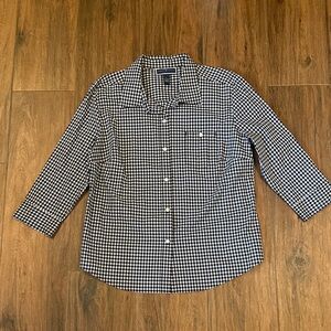 NWOT Karen Scott Black and White  Checkered Button-down Shirt